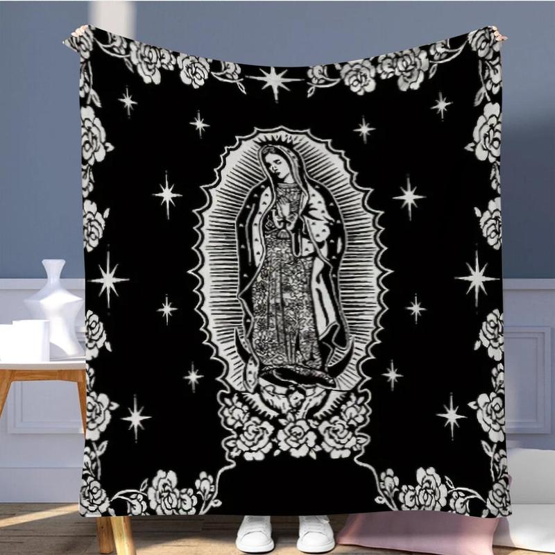 Our Lady Of Guadalupe Pattern Tapestry, 1 Count Soft Warm Throw Blanket, Air-conditioned Room Blanket for  Sofa, Office, Camping, Home