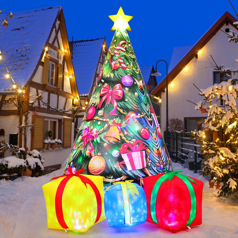 GOOSH 7.8 FT Christmas Inflatables Tree with Built-in LEDs for Outdoor Decorations - Fast Inflation and Certified Safety