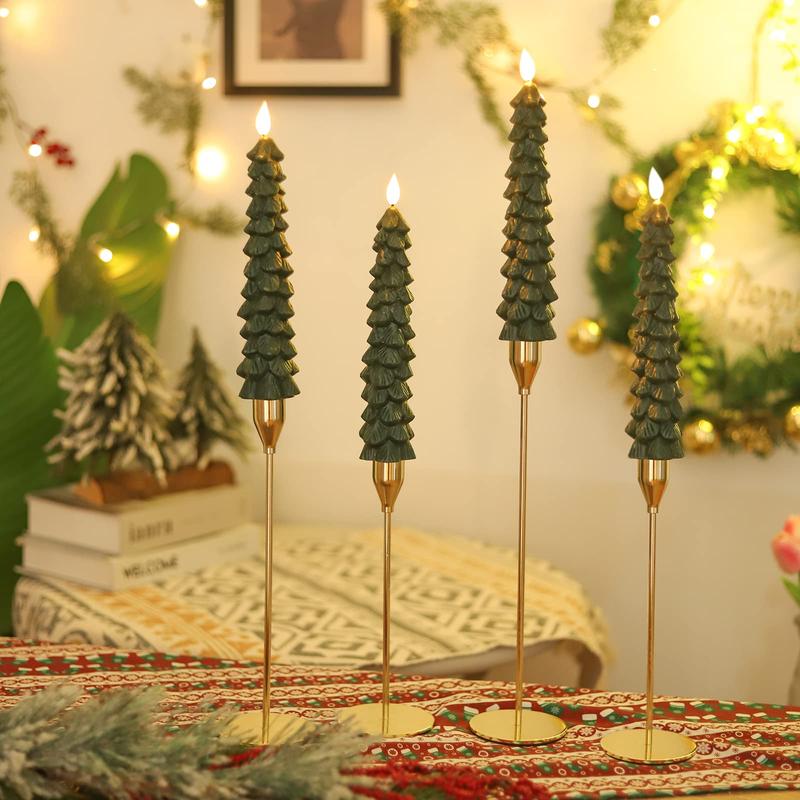 Christmas Tree Candles，Flameless Taper Candles for Christmas Trees，Christmas gift, Real Wax LED Battery Operated with Warm 3D Wick for Holiday and Wedding Decor gift.