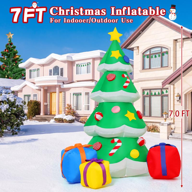 GOOSH 7.8 FT Christmas Inflatables Tree with Built-in LEDs for Outdoor Decorations - Fast Inflation and Certified Safety