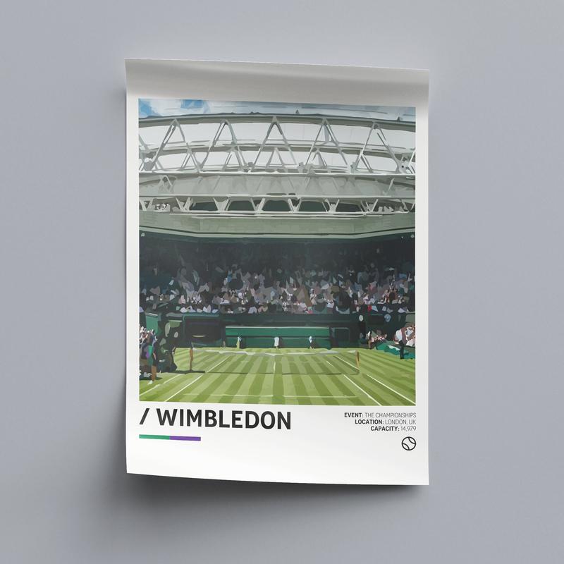 Wimbledon Poster, Tennis Poster, Minimalist Sports Poster, Office Wall Art, Bedroom Wall Art, Stadium Print ,unframed, Poster Decor