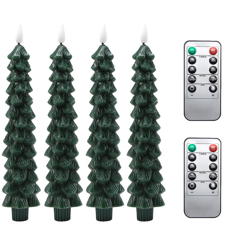 Christmas Tree Candles，Flameless Taper Candles for Christmas Trees，Christmas gift, Real Wax LED Battery Operated with Warm 3D Wick for Holiday and Wedding Decor gift.