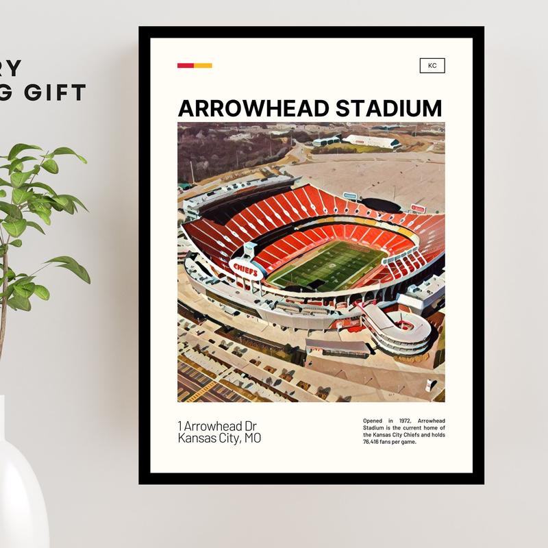 Arrowhead Stadium Print Unframed | Kansas City Chiefs Poster No Frame | Sport Art | Stadium Poster | Physical Oil Painting Print | Modern Art | Travel Art