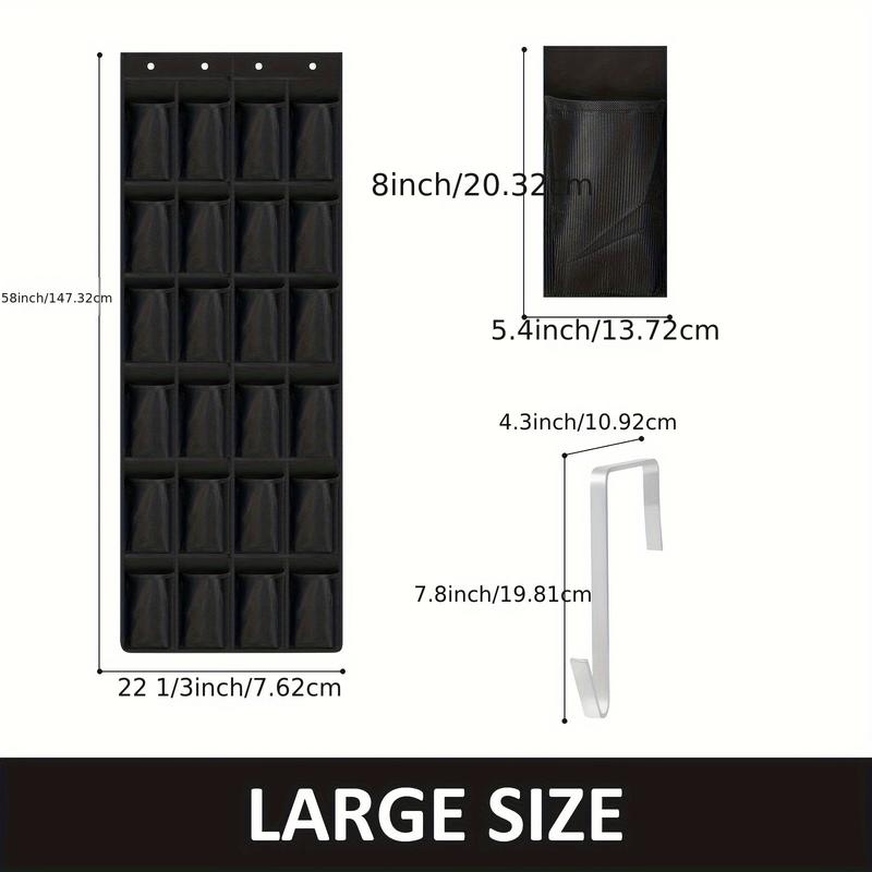 Black 24 Pockets Non-Woven Mesh Bottle Storage Bag Over the Door Stanley Cup Toy Storage Organizer for Kitchen Cabinet Pantry Closet Bedroom Bathroom