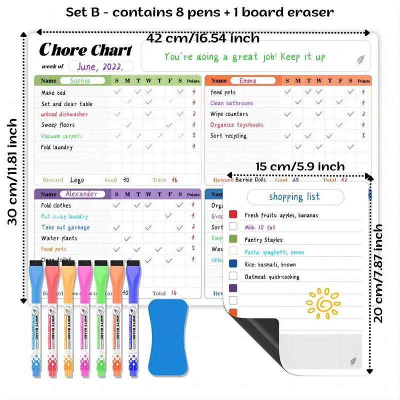 Magnetic Weekly Planner Board, 1 Set Magnetic Message Board with Pen & Eraser, Reusable Refrigerator Magnet Whiteboard, Kitchen Decoration, Home Life Record