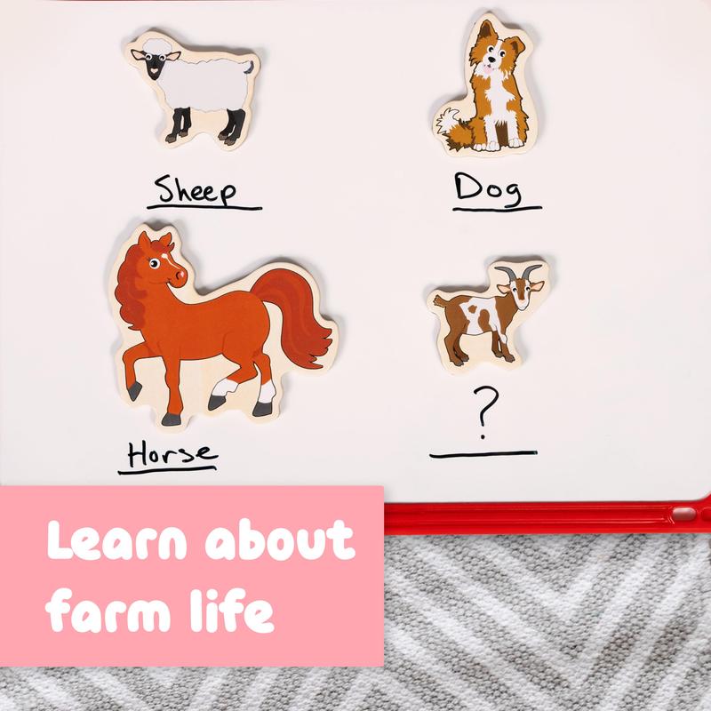 Wooden Magnets - Farm - Set of 20 - Magnets for Kids Ages 2+ - Cute Farm Magnets for Fridges, Whiteboards and More