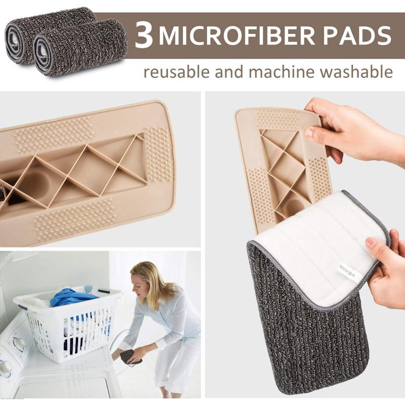 Microfiber Spray Mop for Floor Cleaning, Dry Wet Wood Floor Mop with 3 pcs Washable Pads, Handle Flat Mop with Sprayer for Kitchen Wood Floor Hardwood Laminate Ceramic Tiles Dust