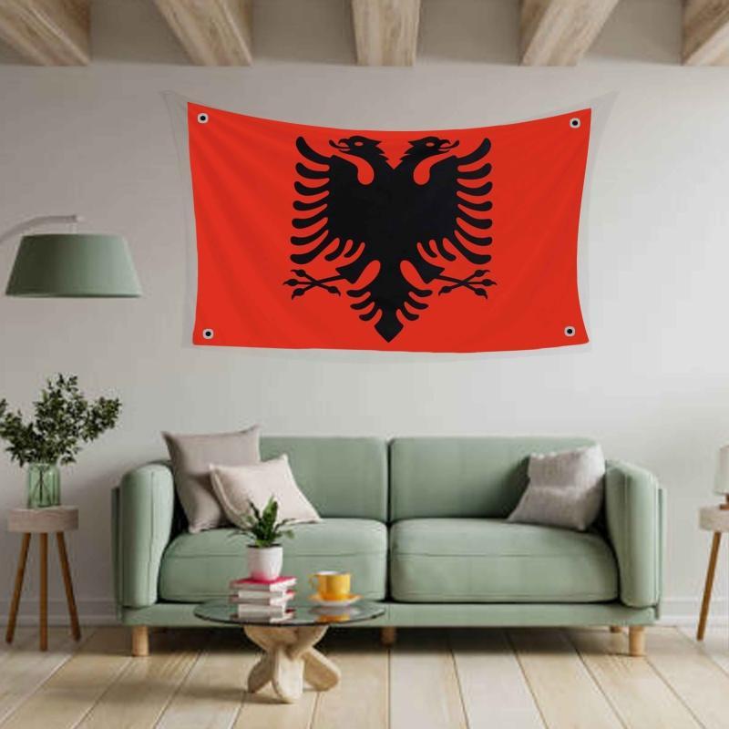 Albania Flag, 3x5ft ALB AL Albanian National Flag, Double Printed Albania Eagle Flag Banner