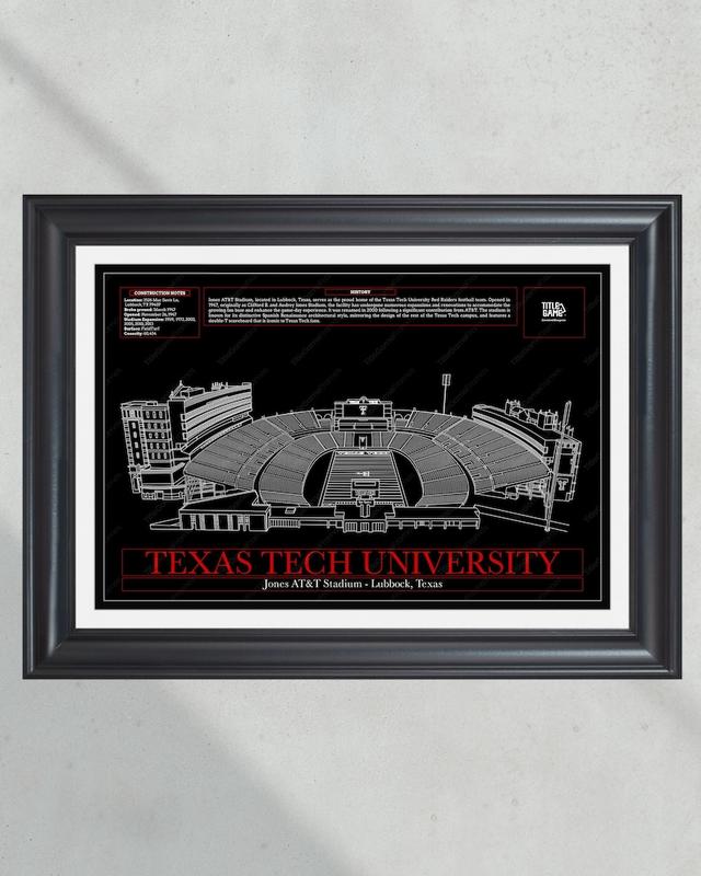 Texas Tech Red Jones AT&T Stadium Football Blueprint Wall Art