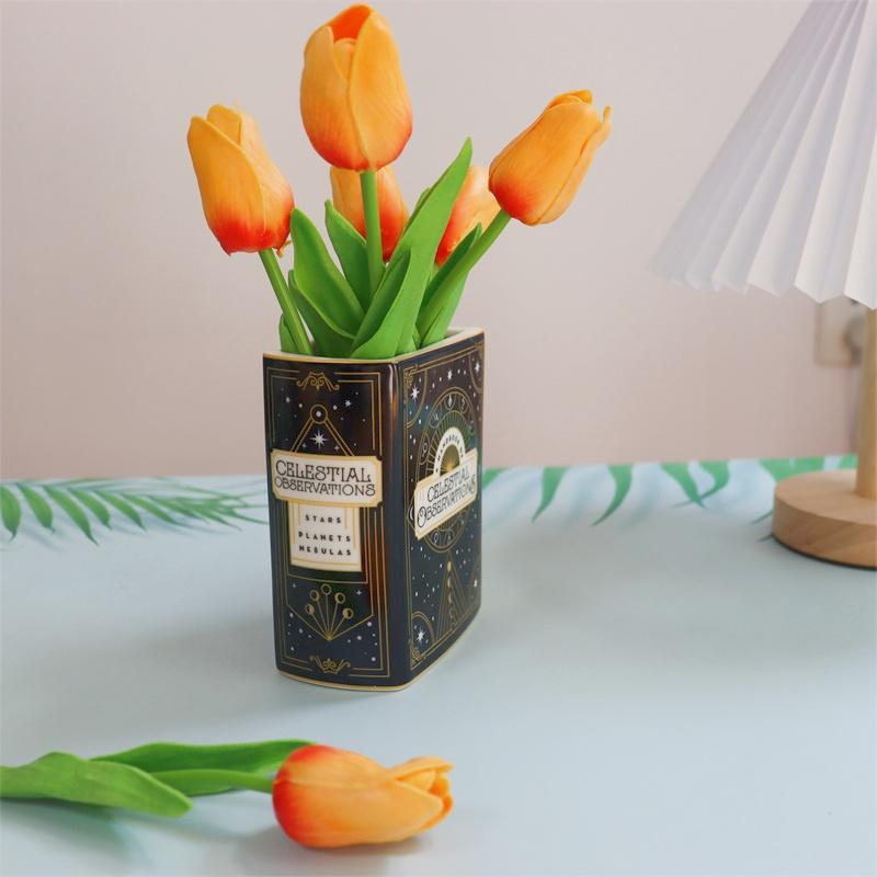 Tarot Card Book Design Ceramic Vase, Creative Desktop Decoration, Home Decor Ornament, Book Lovers Collection Gift [without Flower]