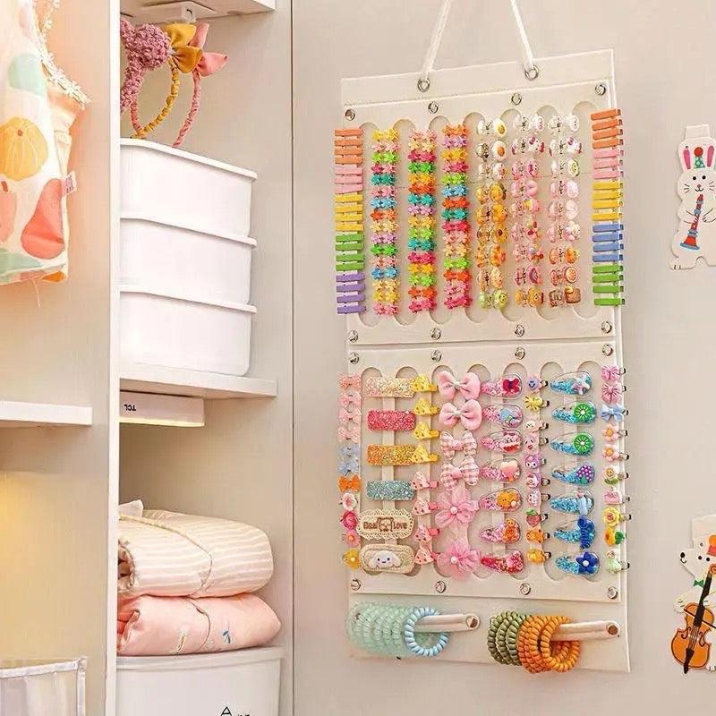 Hanging Organizer for Hair Clips and Hair Bows - Perfect Storage Solution for Hair Accessories - Hangers