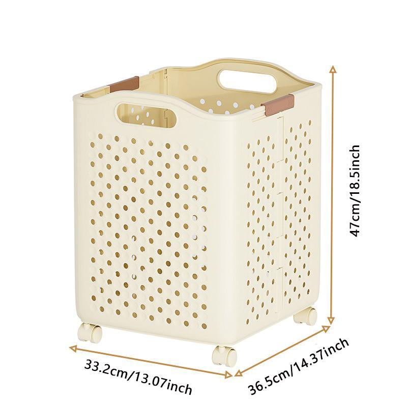 Foldable Laundry Basket, 1 Count Large Capacity Household Dirty Clothes Basket with Wheel, Home Organizer for Bathroom, Laundry Room