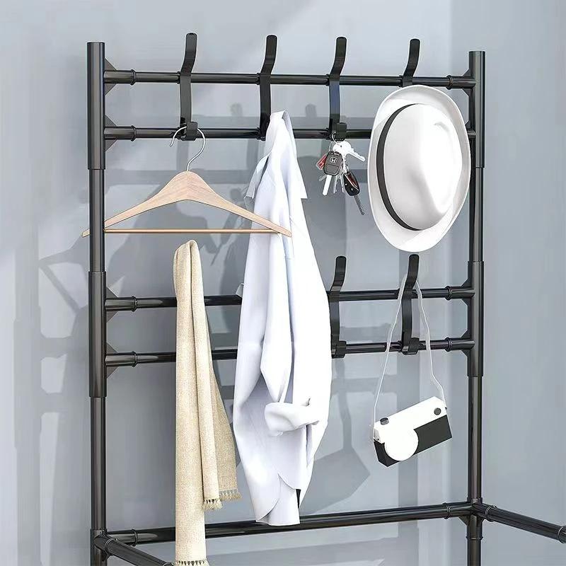 simple floor standing clothes and hat rack, shoe rack integrated DIY household shoe and hat cabinet bracket, bedroom, living room hanging clothes rack, shoe rack