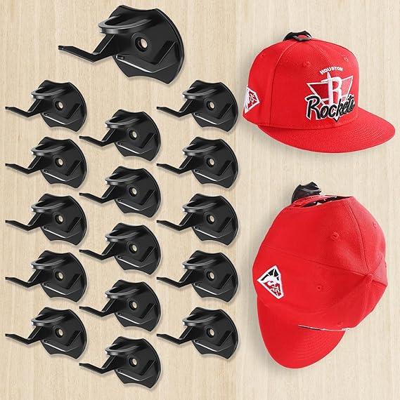 Adhesive Hat Rack for Wall Baseball Caps, 16 Pack Hooks for Hats, Strong Hold hat Wall Organizer, Minimalist hat Display Rack, No Drilling Hat Racks for Door,Bedroom,Closet