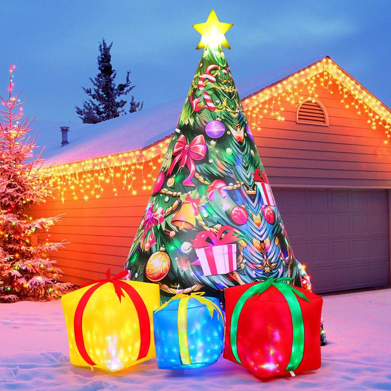 GOOSH 7.8 FT Christmas Inflatables Tree with Built-in LEDs for Outdoor Decorations - Fast Inflation and Certified Safety