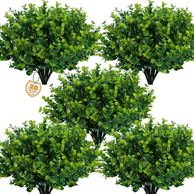 Artificial Boxwood Shrubs, 20pcs set UV-resistant Faux Boxwood Shrubs, Decorative Plants for Outdoor & Indoor Decor