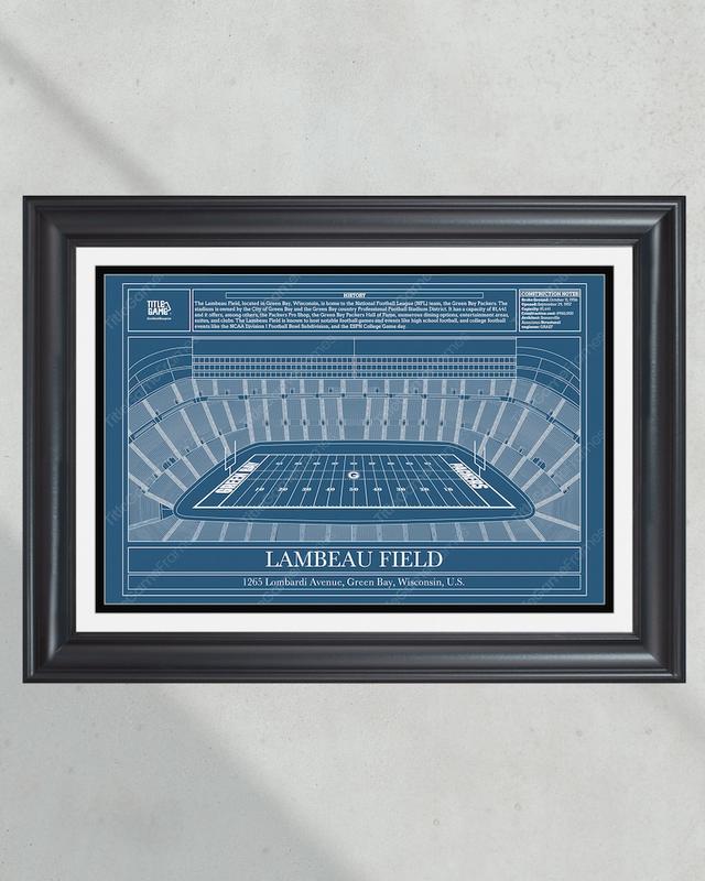 Green Bay Packers Lambeau Field Stadium Blueprint Football Print