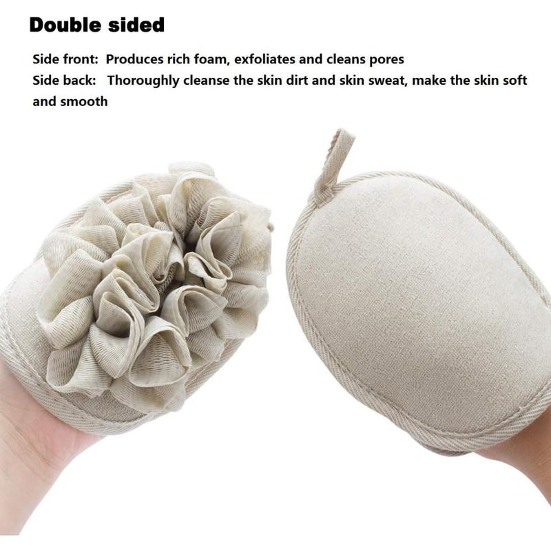 3 Pack Bath Loofah Body Sponge Brushes Pouf Bath Mesh Brush Bath Shower Glove with Flower Bath Ball