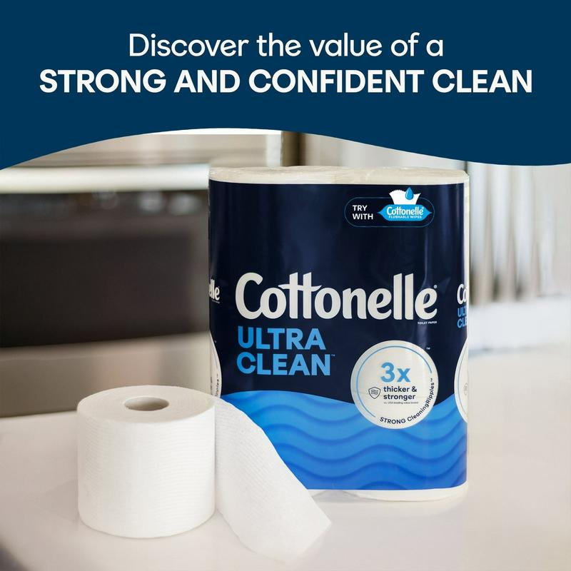 Cottonelle Ultra Clean Toilet Paper, Strong Toilet Tissue, 36 Mega Rolls