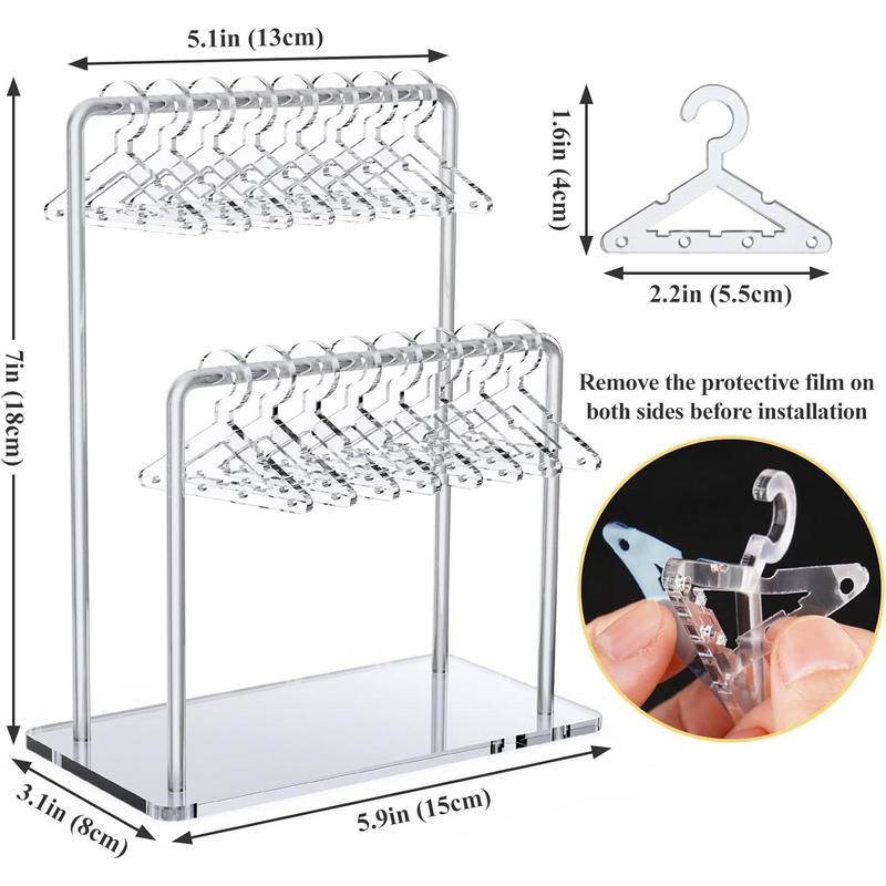 Acrylic Earring Holder, 1 Count Double-tiered Design Earring Display Stand with Cute Miniature Hangers, Home Organizer for Bathroom Dormitory Bedroom Hotel