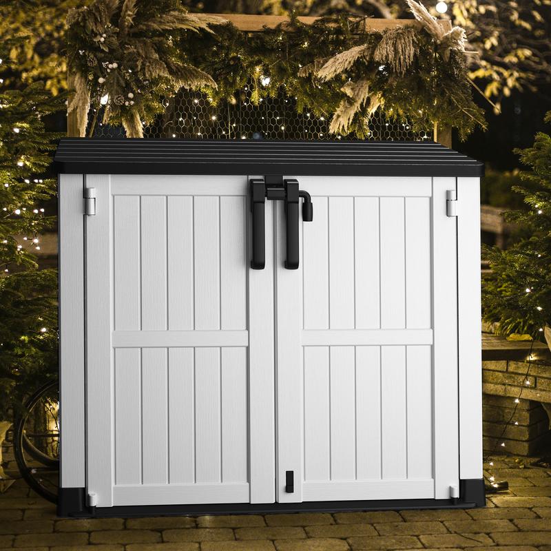 Outdoor Storage Shed 36 Cu. Ft. Garden Storage Extra Large Capacity Weather Resistant Storage Box, Lockable Resin Waterproof Shed for Bike, Garbage Cans, Lawnmowe, Garden Tools garden tool