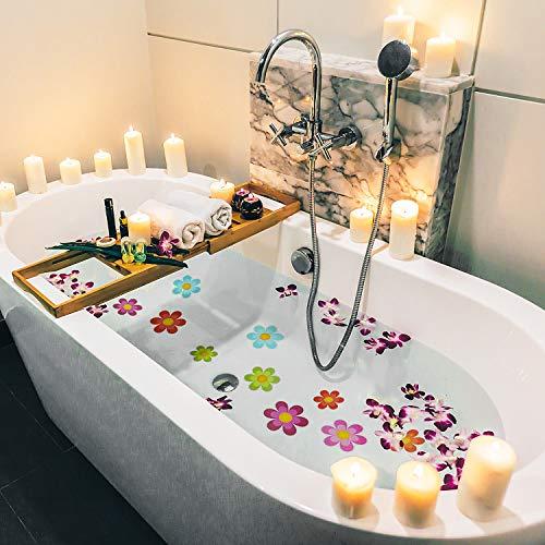 20 Pieces Non Slip Bathtub Stickers Non Slip Shower Sticker Adhesive Decals with Bright Colors, Daisy Bath Tread and Anti Slip Appliques for Bathtub and Other Slippery Surfaces