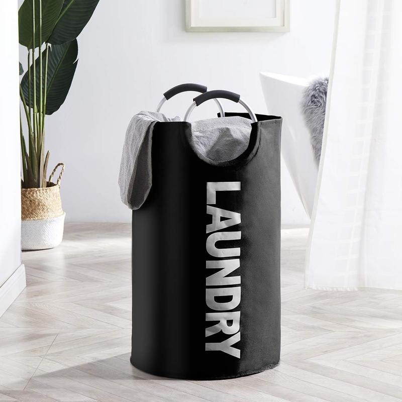 100L Large Laundry Hampers with Handles, Collapsible Tall Clothes Baskets, Washing Bag for Bathroom