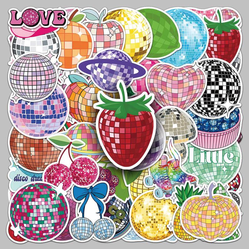 Disco Ball Pattern Sticker, 50pcs set Creative Cartoon Sticker, DIY Decorative Sticker for Phone Case, Skateboard, Refrigerator, Water Bottle