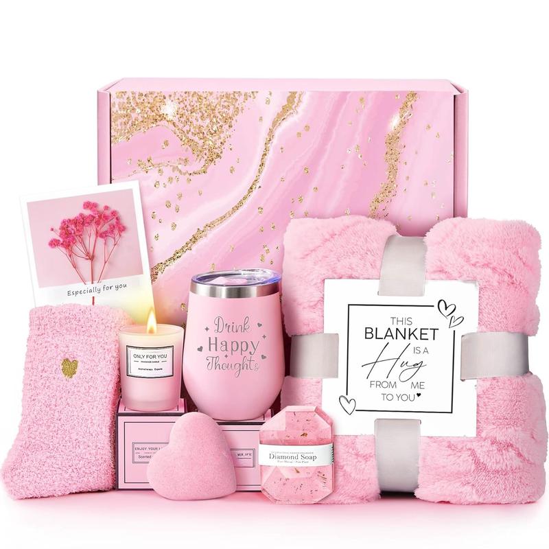 Birthday Gifts for Women Self Care Get Well Soon Gifts, Luxury Rose  Gift Basket with Flannel Blanket -  Christmas Vantines Mother's Day Gifts for Mom  Friend Sister Wife