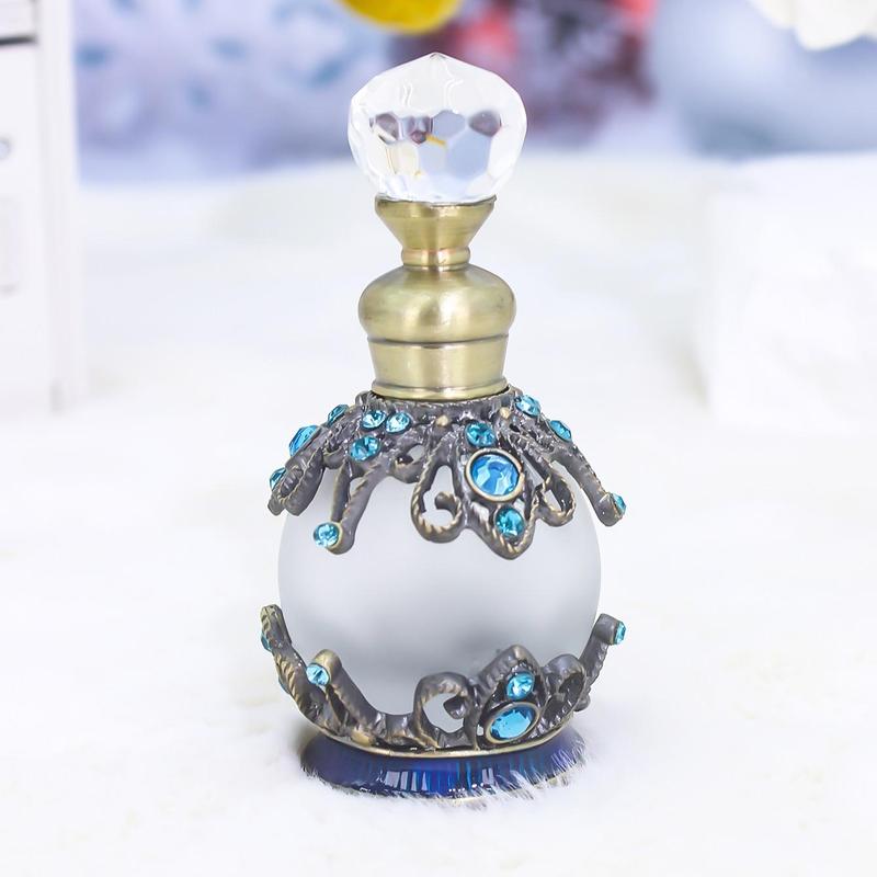 Vintage Crystal Decor Perfume Bottle, 1 Count Empty Perfume Bottle, Exquisite Perfume Dispenser, Home Organizer, Retro Style Home Decor