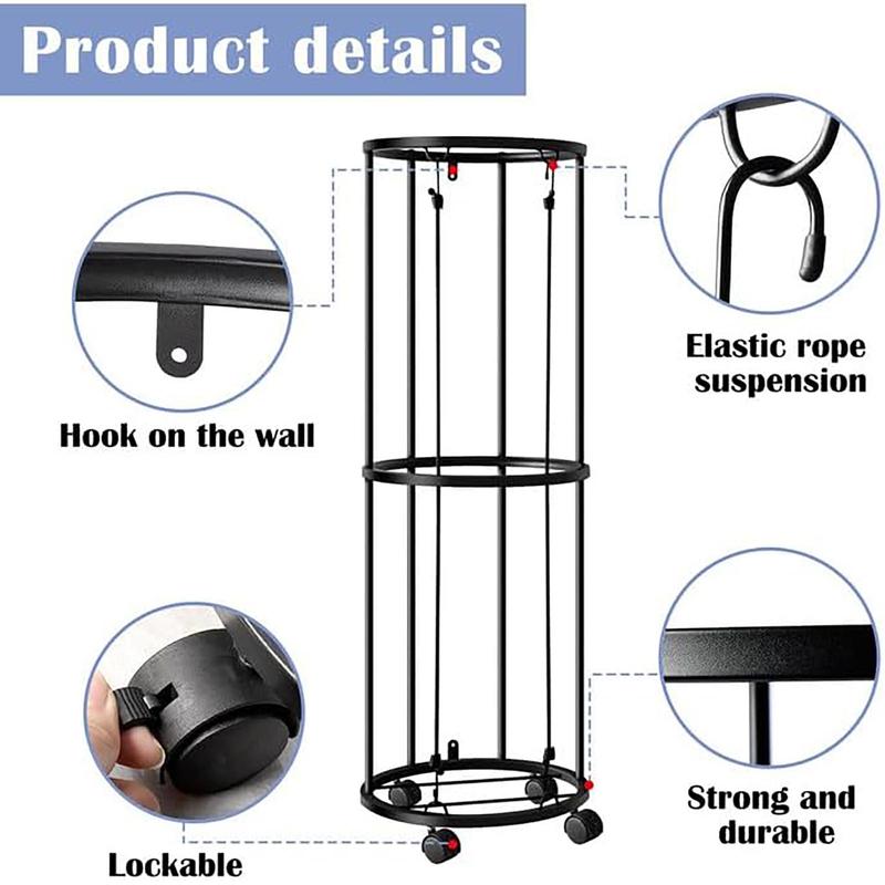 Sports Ball Storage Rack, 1 Count Vertical Ball Holder with Wheel, Rolling Basketball Holder, Garage Sports Ball Storage Rack for Indoor Rooms & Gyms