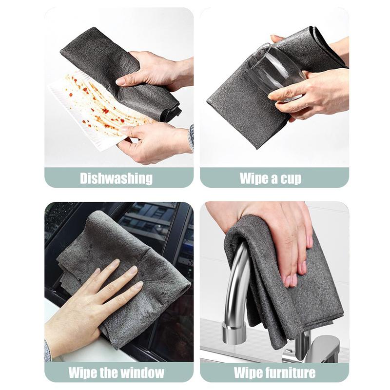 Christmas Gifts 10 Counts Cleaning Cloth Reusable Microfiber Cleaning Pad High Water Absorption Stripe Free Cleaning Towel Rag Multipurpose Polishing Cloth Glass Window