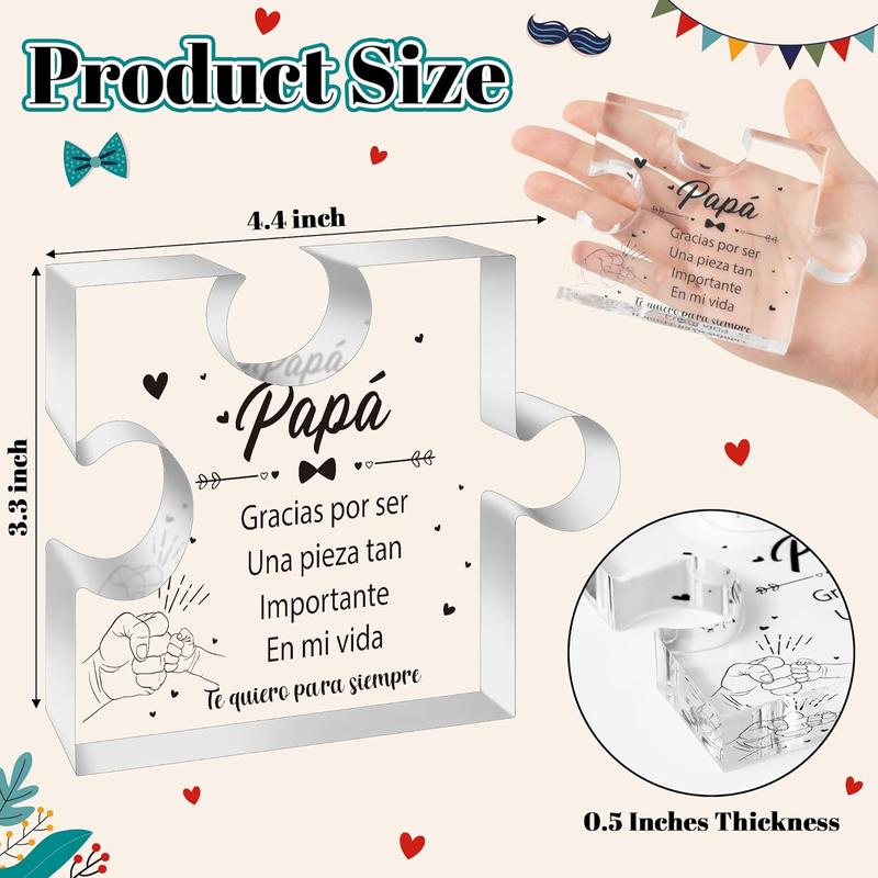 Spanish Dad Birthday Gifts - Regalos para Papa Puzzle  Plaque for Office Desk Decor Keepsake Paperweights Gifts for Dad in Spanish Christmas Father's Day Gifts for Dad from Daughter Son