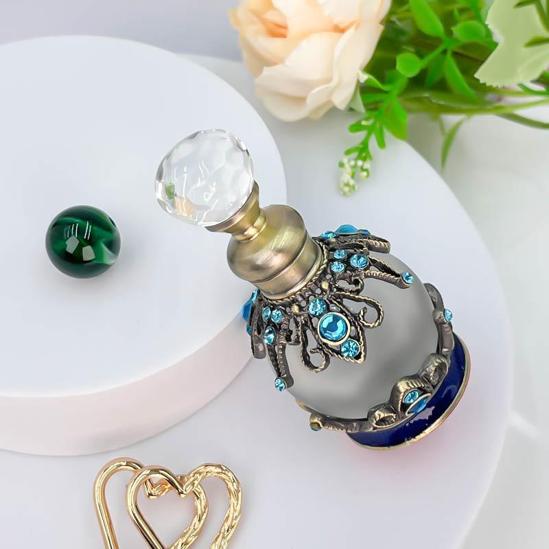 Vintage Crystal Decor Perfume Bottle, 1 Count Empty Perfume Bottle, Exquisite Perfume Dispenser, Home Organizer, Retro Style Home Decor