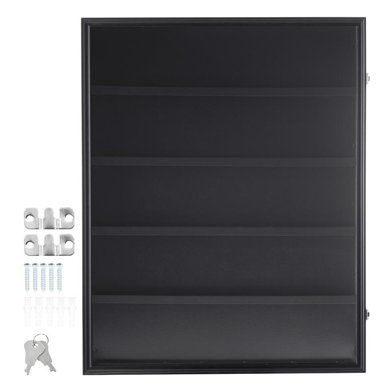 VEVOR 35 Graded Sports Card Display Case, 24.3x30.5x2.1 in, Baseball Card Display Frame with 98% UV Protection Clear View PC Glass, Lockable Wall Cabinet for Football Basketball Hockey Trading Card Organiser Racks