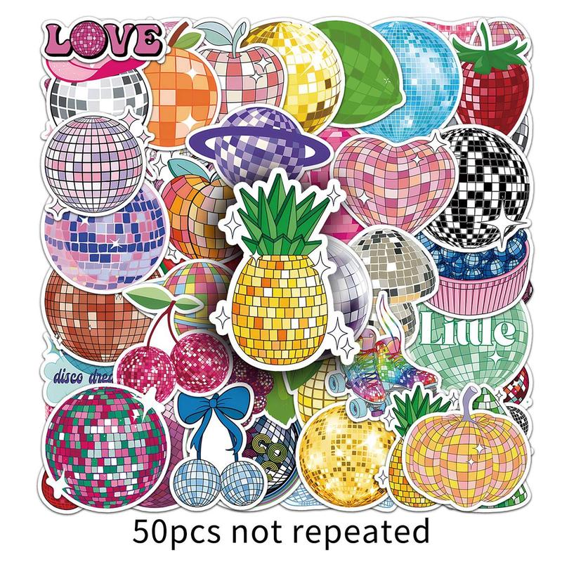 Disco Ball Pattern Sticker, 50pcs set Creative Cartoon Sticker, DIY Decorative Sticker for Phone Case, Skateboard, Refrigerator, Water Bottle