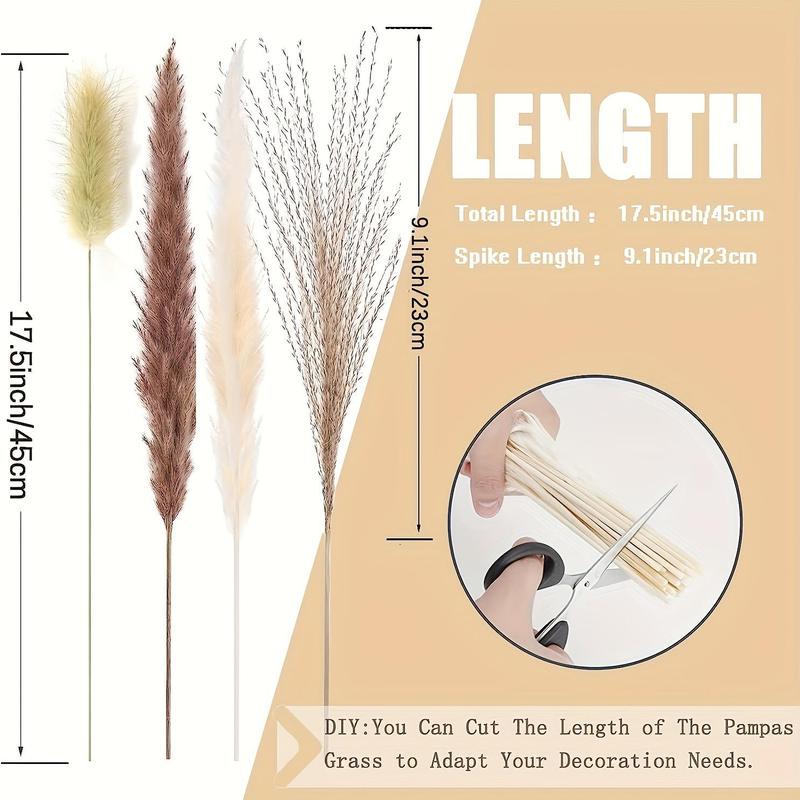 Artificial Pampas Grass Bouquet, 80pcs set Boho Style Dried Pampas Grass, Home Decor Supplies for Living Room, Bedroom, Bathroom, Wedding, Festivities, Baby Shower, Holiday