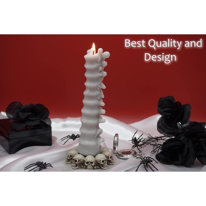 Spine Candle for Halloween Decor - Premium Unscented Soy Candle w Cotton Wick for Clean Burn - Goth Room Decor Vertebra Candles for Parties, Home, Rituals, Halloween Decorations Indoor - Gray