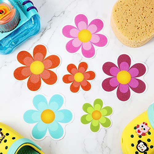 20 Pieces Non Slip Bathtub Stickers Non Slip Shower Sticker Adhesive Decals with Bright Colors, Daisy Bath Tread and Anti Slip Appliques for Bathtub and Other Slippery Surfaces