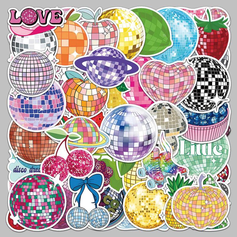 Disco Ball Pattern Sticker, 50pcs set Creative Cartoon Sticker, DIY Decorative Sticker for Phone Case, Skateboard, Refrigerator, Water Bottle