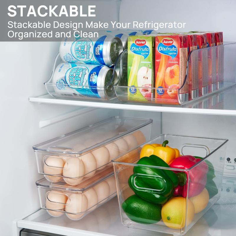 Vtopmart Egg Container for Refrigerator, 14 Egg Organizer Holder for Refrigerator organization, Clear Stackable Egg Tray,  (14 Eggs 1 PCS)