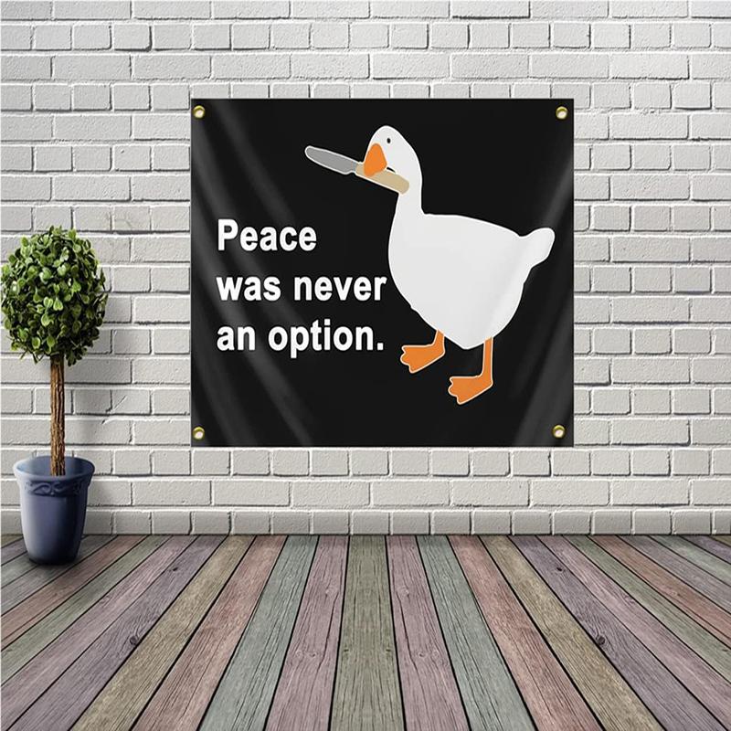 Peace Was Never An Option 3x5Ft Tapestry Funny Goose Flag for Bedroom Man Cave Wall Decor Banner with 4 Brass Grommets