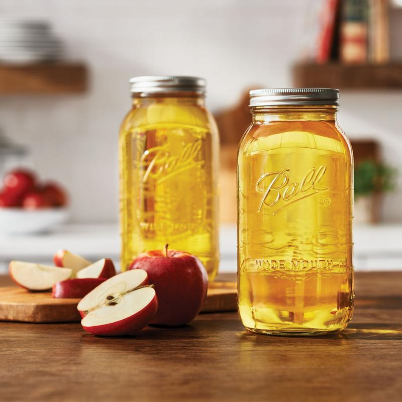 Ball Glass Mason Jar W Lid & Band, Wide Mouth, 64 Ounces, 6 Count