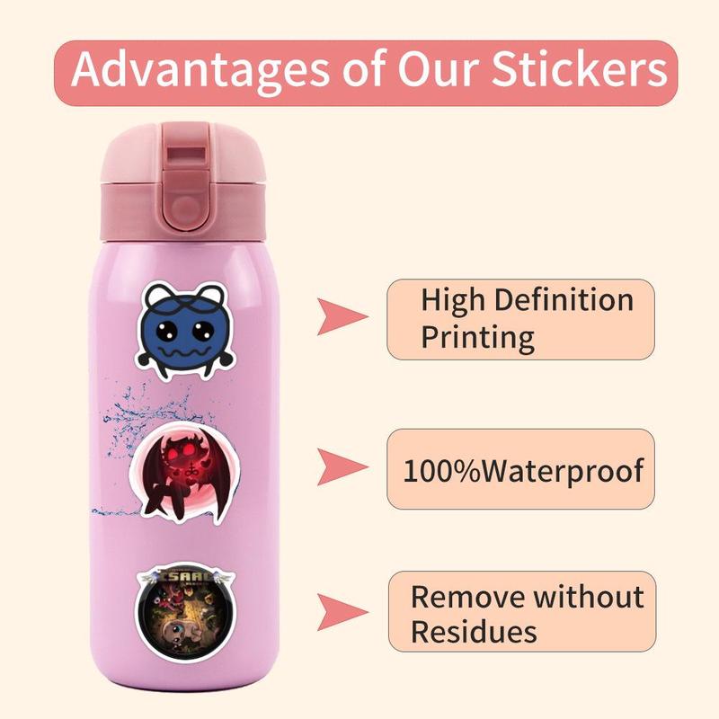 Cartoon The Binding of Isaac Graffiti Sticker, 50pcs set Round Cartoon Pattern Decorative Sticker, Waterproof Self Adhesive Decor Paper for Gift