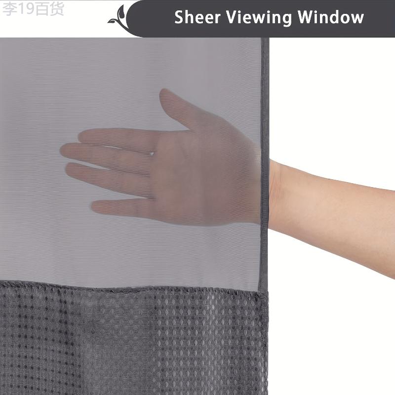 Waffle Weave Fabric Shower Curtain with Snap-in Liner and Sheer View Top Window - Hotel Quality, Spa-Like Bathroom Divider, Easy to Clean, Water-Resistant Twill Weave Polyester Bath Accessory, Grommet Top, Machine Washable, Universal Holida