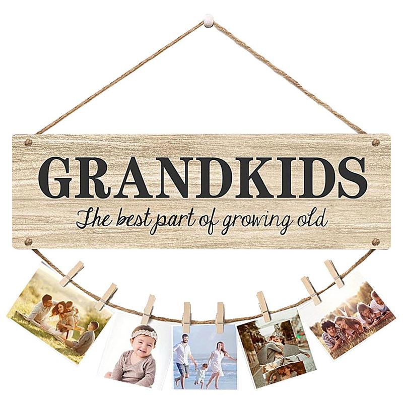 Wooden Hanging Sign Kid Photo Clip, 1 Set Creative Wooden Sign, Photo Clip Home Decor for Living Room Bedroom Hanging Sign Decoration