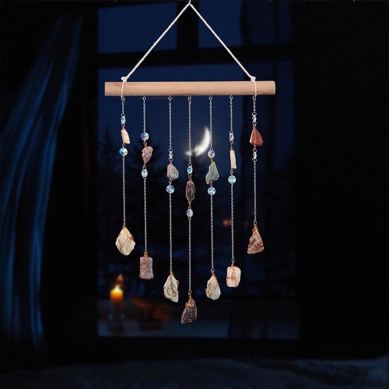 Artificial Crystal Stone Hanging Decor, 1 Count Garden Courtyard Window Sun Catcher, Wall Hanging Decoration for Home Living Room Bedroom Kitchen