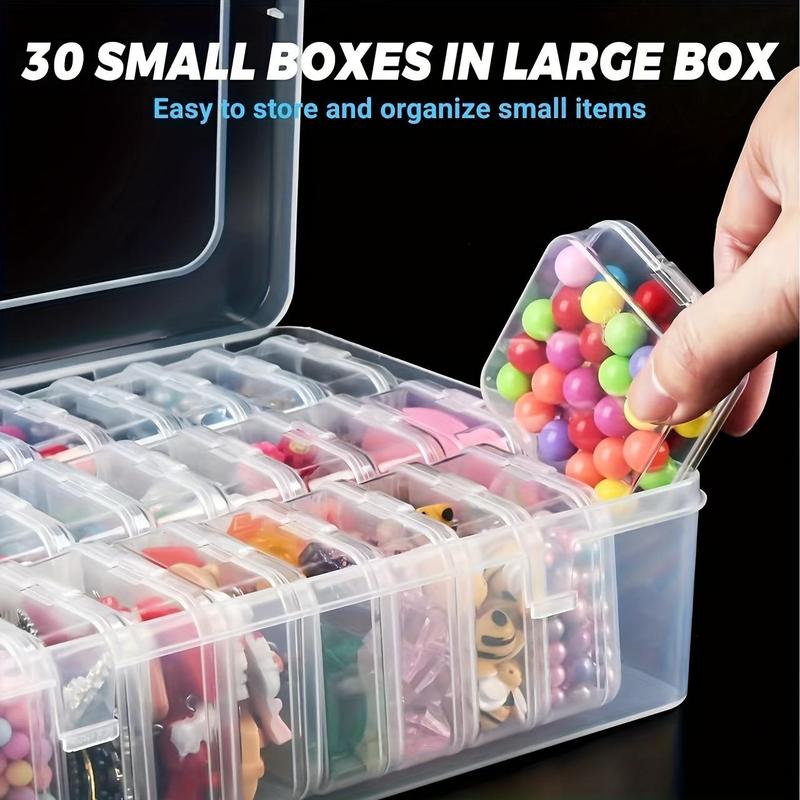 Multifunctional Clear Storage Box Set, Portable Tool Storage Box Set with Lid, Including 1 Large Storage Box & 30 Small Box for Tool, Jewelry