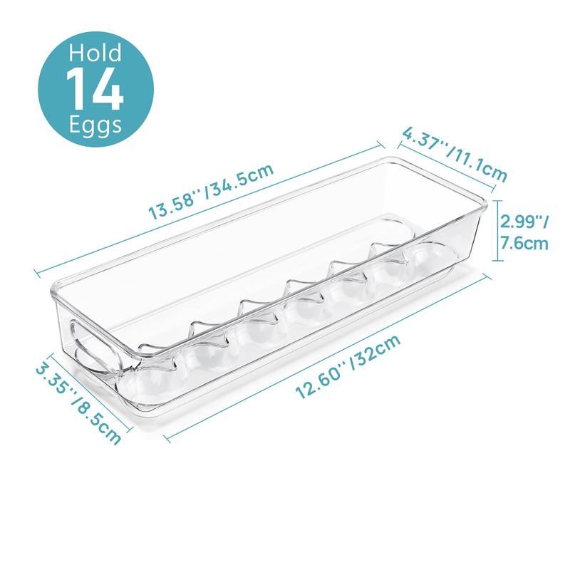 Vtopmart Egg Container for Refrigerator, 14 Egg Organizer Holder for Refrigerator organization, Clear Stackable Egg Tray,  (14 Eggs 1 PCS)