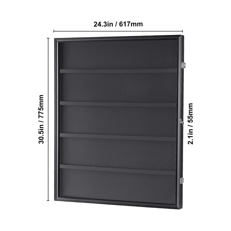 VEVOR 35 Graded Sports Card Display Case, 24.3x30.5x2.1 in, Baseball Card Display Frame with 98% UV Protection Clear View PC Glass, Lockable Wall Cabinet for Football Basketball Hockey Trading Card Organiser Racks